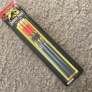 Jurassic Park Themed Pencil Set - Red and Black. Vintage.